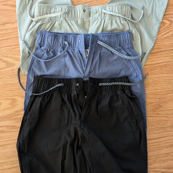3 Pairs: Avalanche High Waisted Cropped Pants, Blue, Green, Black, Size Small - Picture 4 of 6